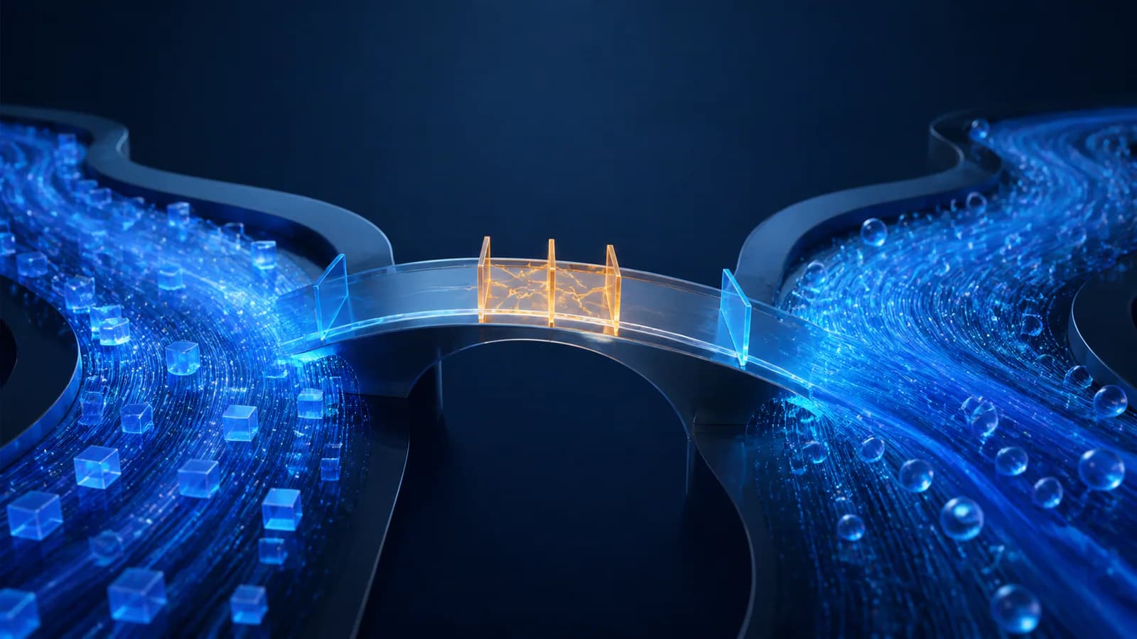 Separate Google Ads click and website session streams joined by a reconciliation bridge with visible gaps.