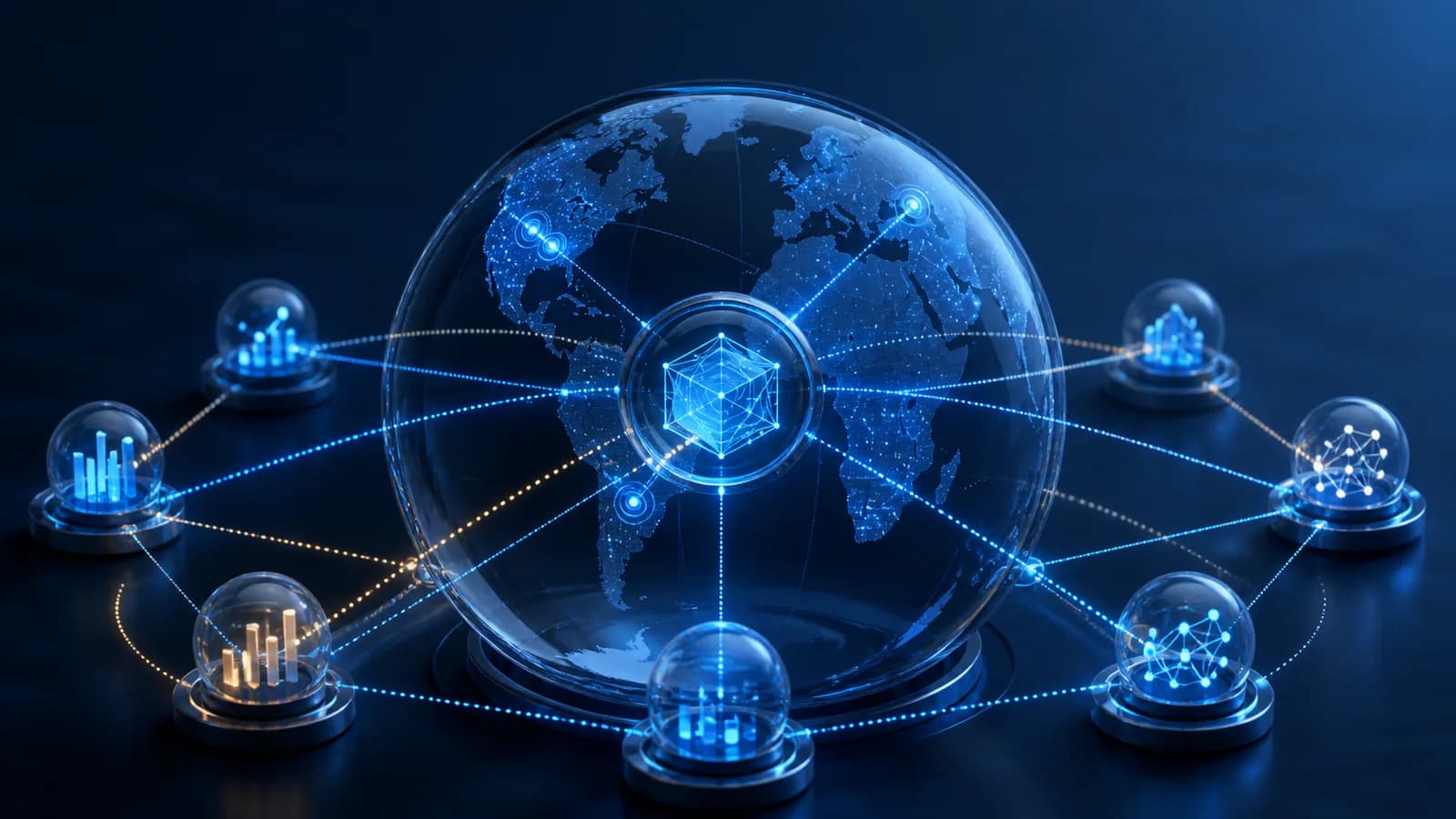 Regional advertising evidence paths connected across an abstract globe by one consistent investigation method.