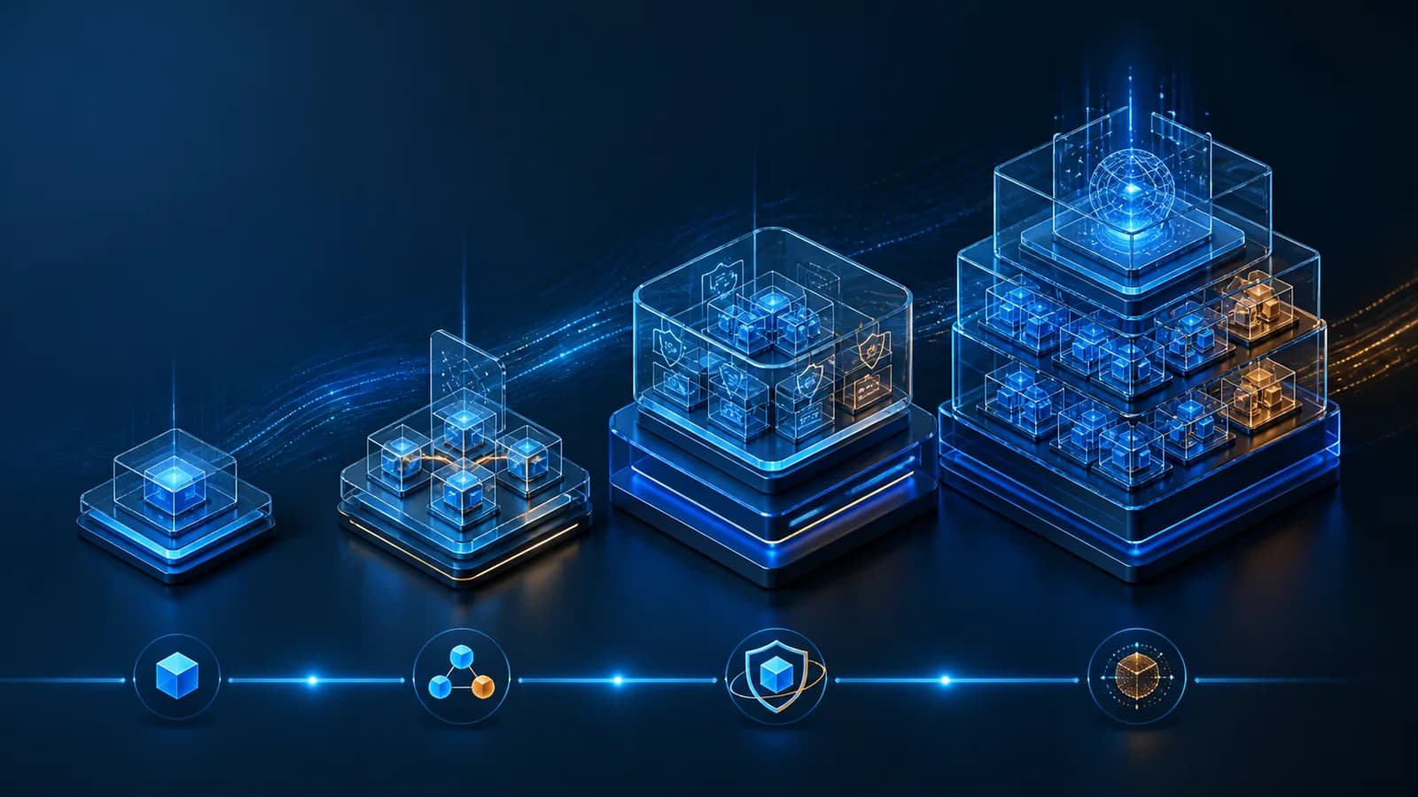 Four progressively larger operating-capacity layers connected by one evidence standard.
