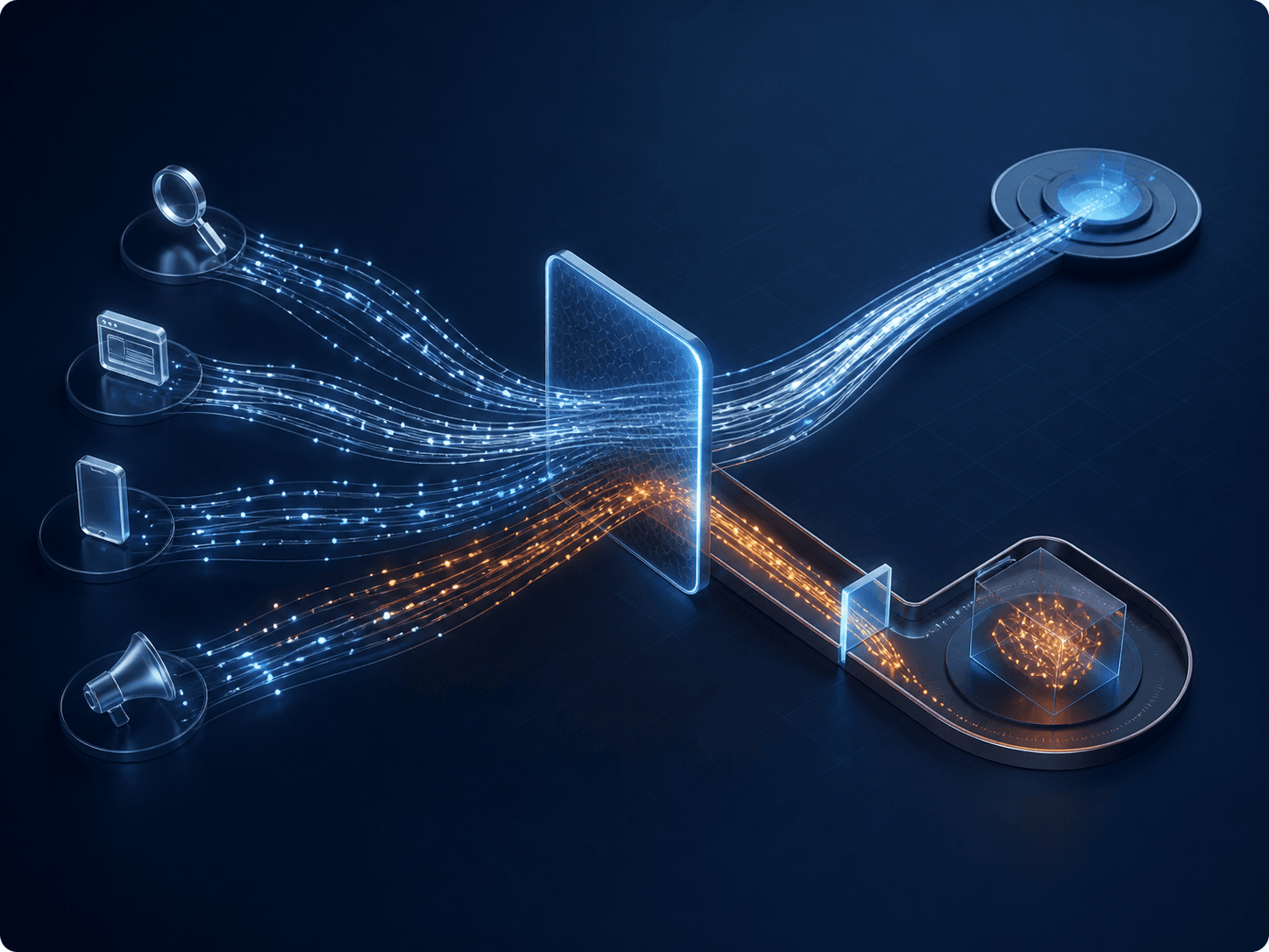 Advertising traffic streams passing through an evidence boundary with a suspicious pattern isolated for review